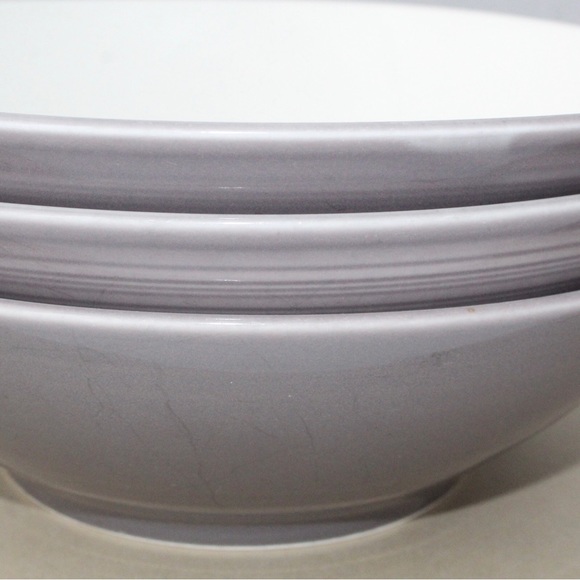 Denby Ripple Soup Bowls Set of 3 Grey / Gray Stoneware Large 7.75” - Picture 6 of 7